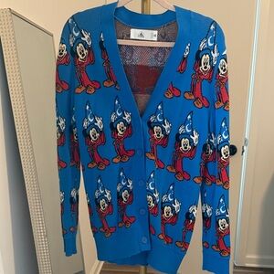 Disney Blue Mickey Mouse Sorcerer Cardigan Sweater XSmall